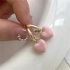 Red Epoxy Heart Shape Charm Drop Earrings Pink White Color Heart Gold Plating Cute Girl Drop Earrings Fashoin Women Earrings