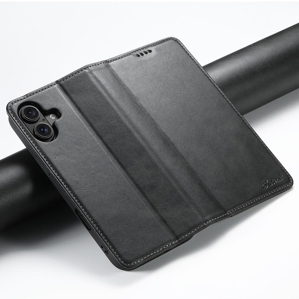 iPhone 17 Pro Max & Samsung S25 Ultra Leather Flip Case with Card Slot & Stand