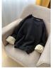 Women's Loose Lambswool Sweatshirt - Korean Style Casual Plus Velvet Thick Top for Autumn/Winter 2023.