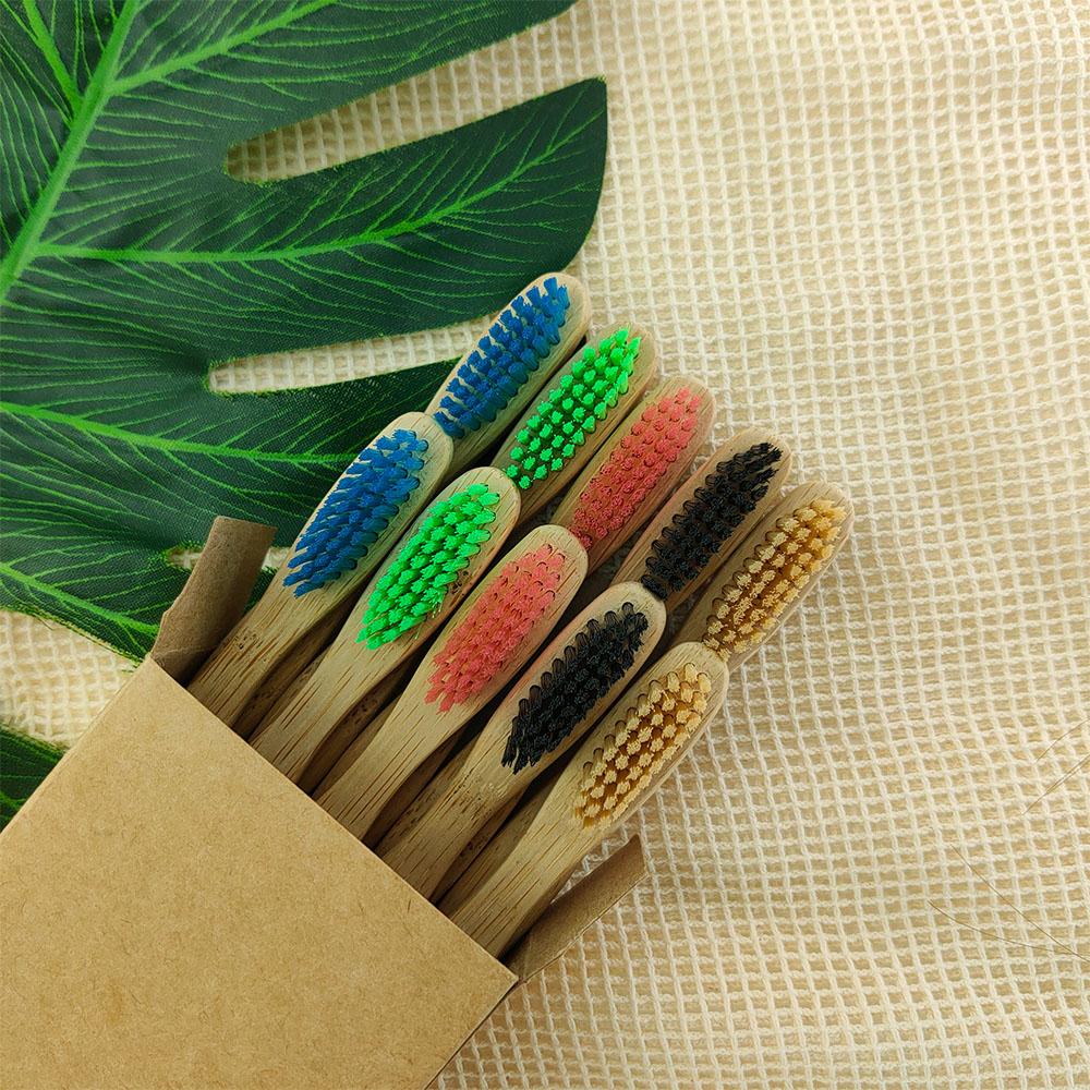 10 Pcs for a Pack Biodegradable Wooden Toothbrush Custom Logo Eco Friendly Travel Bamboo Toothbrush For Kids Adult