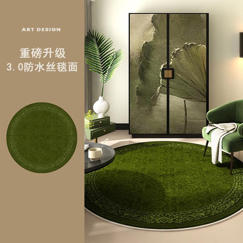 

Simple Circular Carpet Living Room Bedroom Study Home Floor Mat Autumn and Winter Green Carpet 60*60cm