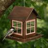 Pet Supplies Hanging Bird Feeder Large Capacity House Shape Bird Feeding Equipment Metal Windproof Parrot Feeding Station Garden