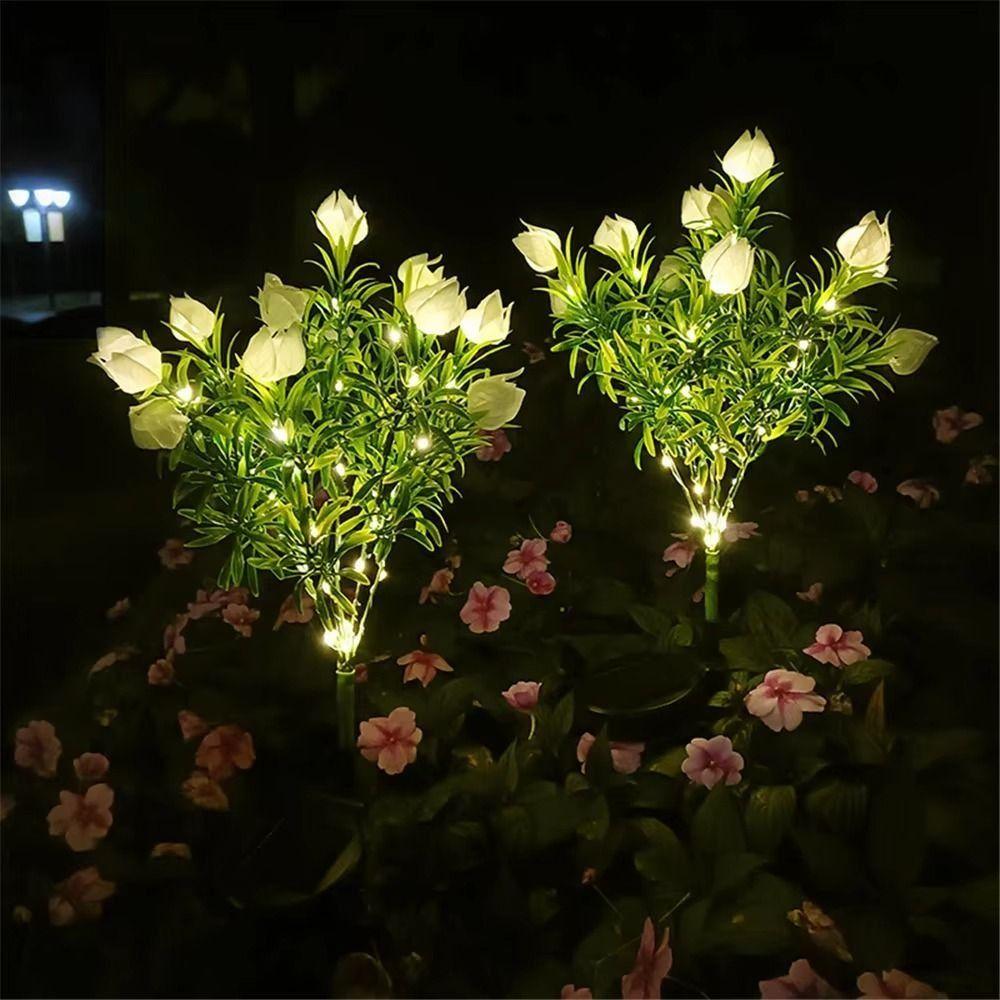 Realistic Solar Artificial Flower Light Gardenia Flower Waterproof Landscape Lamp Landscape Decor