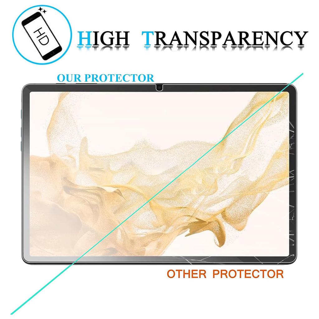 2 Peças Protetor de Tela para Samsung Galaxy Tab S10 FE/S9 FE/S9/S8/S7 Vidro Temperado Transparência 2.5D Filme Cobertura Total