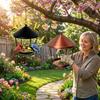 Iron Art Bird Feeding Station Spacious Holder Bird Food Container Wild Bird Feeder  Yard