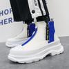 Autumn Men Casual Sneakers Canvas Chunky Platform Ankle Boots High-cut Zip Patchwork Sneakers Male Breathable Sport Shoes 38-44