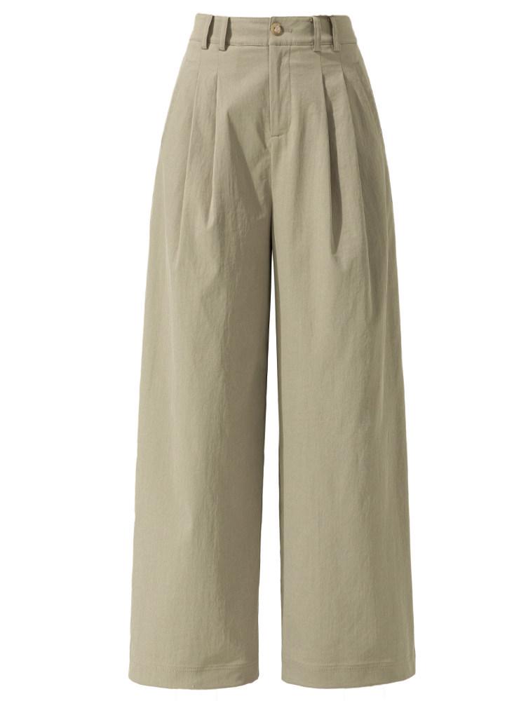Auroral Style Khaki Green Ultra Anti-Wrinkle Women's Wide-Leg Pants - Soft, Comfortable, and Stylish for 2026 Spring/Summer.
