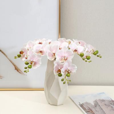 Real Touch Fake Orchids Flowers Faux Silk Artificial Phalaenopsis Flower with 5 Heads Blooms for Home Indoor Decor Office Tabletop Centerpiece Floral