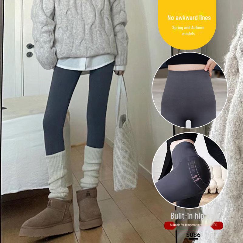 Pantalones de Yoga Gruesos Cálidos Marrones de Tiburón para Mujer con Terciopelo, Ideales para Otoño e Invierno como Ropa Exterior, Leggings Ajustados de Pierna de Barbie