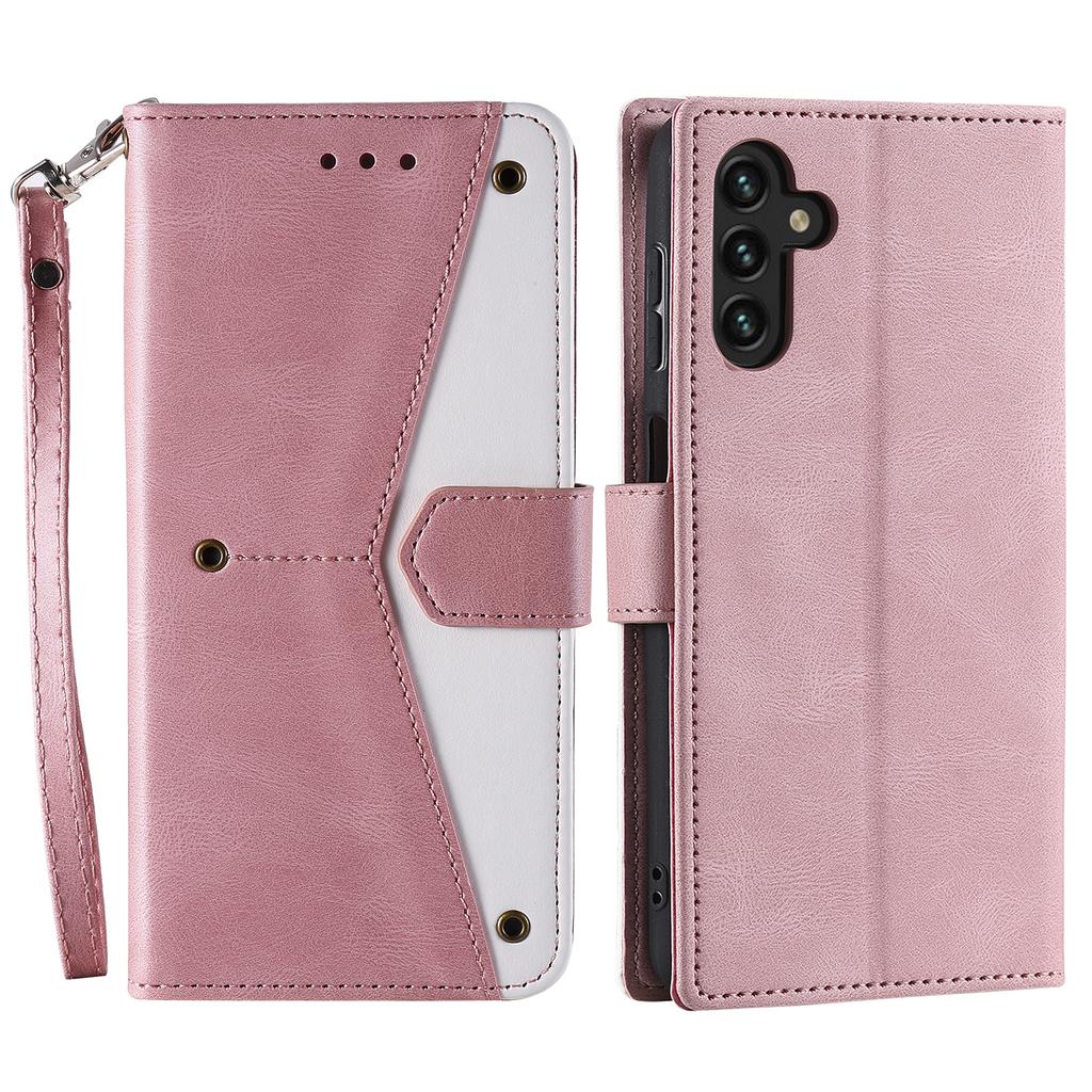 For Samsung Galaxy A16 5G/A16 4G Leather Case Splicing Stitching Wallet Stand Phone Cover with Strap