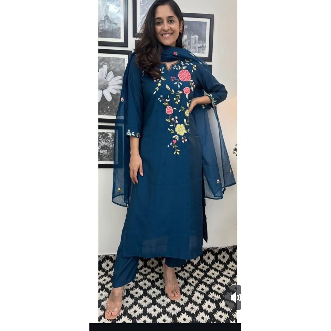 Indian Wedding Wear Kurti Pant Dupatta Set Bollywood Designer Salwar Kameez M-38