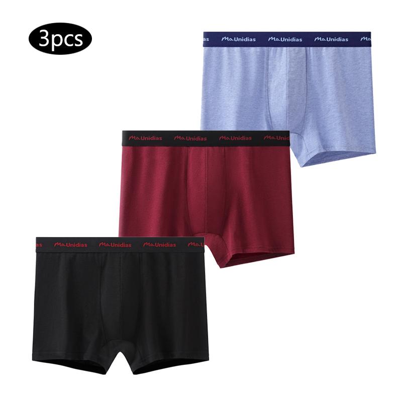 3 Stück/Packung Einfarbige Herren-Boxershorts Baumwolle Buchstabe Elastisches Band Herren-Slips