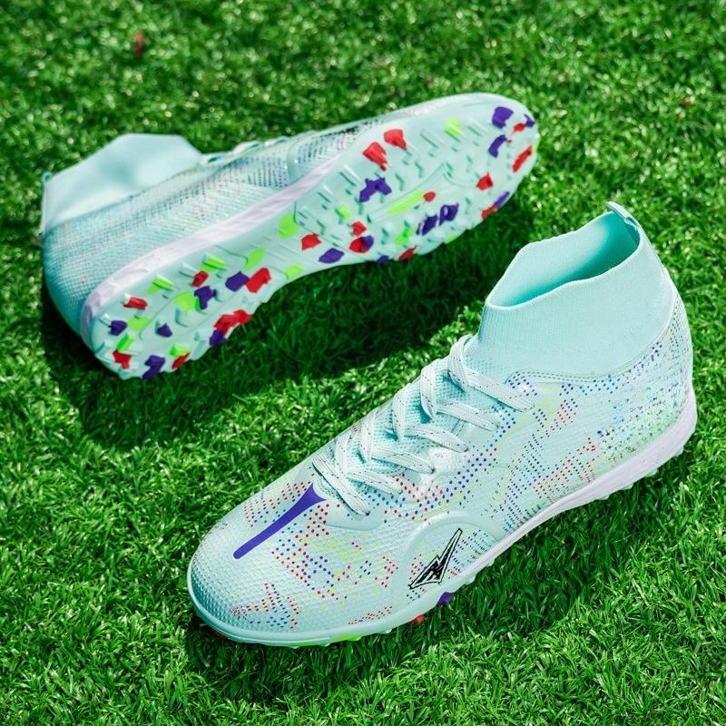 Men's/Women's Soccer Shoes Rubber Soft Sole Short Spikes Artificial Turf Indoor Competition Professional Children's Football Shoes