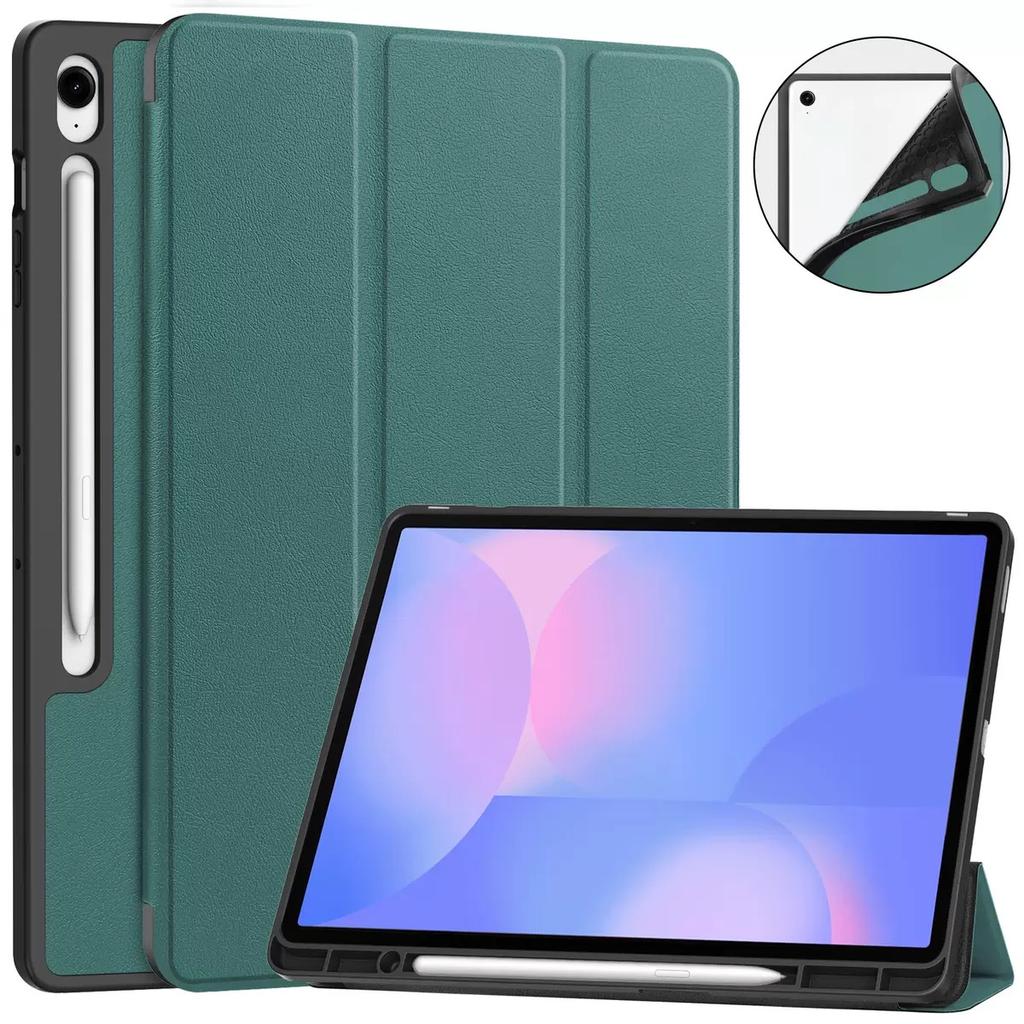 Trifold Stand Slim TPU Leather Magnetic Smart Flip Case for Samsung Galaxy Tab S10 Fe Plus 13.1 Inch SM-X620 With Pen Holder