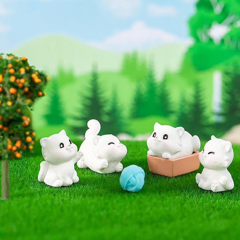 Miniaturní figurky zvířat Malá kočka Řemesla z pryskyřice House Micro Fairy Garden Diy Doplňky Kreativní domácí dekorace do auta