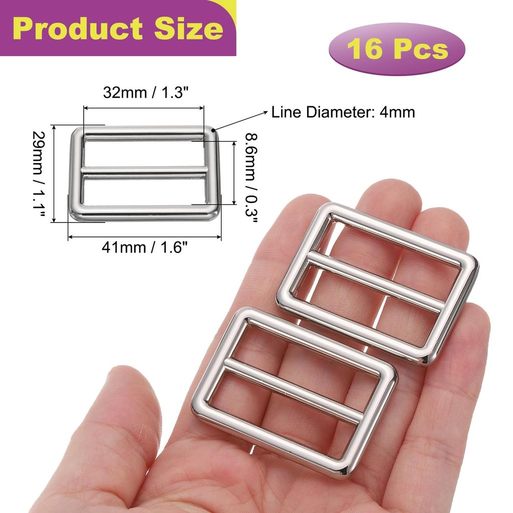 16 Adet Çinko Alaşımlı Kaydırmalı Ayarlama Tokası 1 Dikdörtgen Kaydırmalı Ayarlayıcı Kemer Çantası Sırt Çantası için Dokuma Kayış Kaydırıcı DIY Aksesuarları Yedek [uxcell]