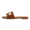 2025 Foreign Trade New Pearl Flat-bottomed Slippers Women's Lightweight Low-heeled Outer Wear Beach Cool Slippers Wish Source