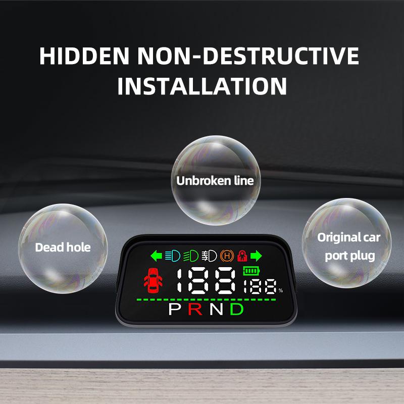 Linkstyle Head Up Display do auta, MPH, GPS tachometr s alarmem překročení rychlosti a přizpůsobitelným LED ambientním osvětlením HUD displej pro všechna auta