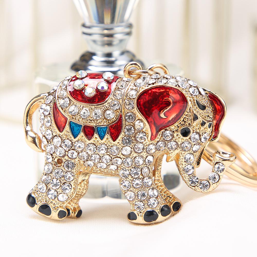 1PC Diamond Elephant Keychain Pendant Animal Theme Cartoon Keychain Creative Small Gift Car Keychain Bag Pendant