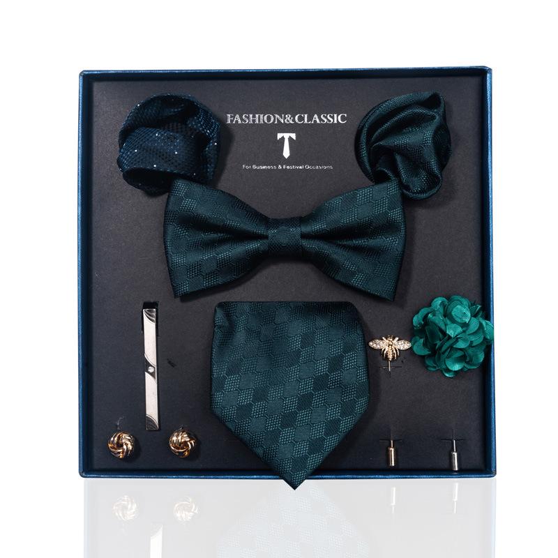 Luxury Groom Tie, Pocket Square & Boutonniere Gift Set for Weddings