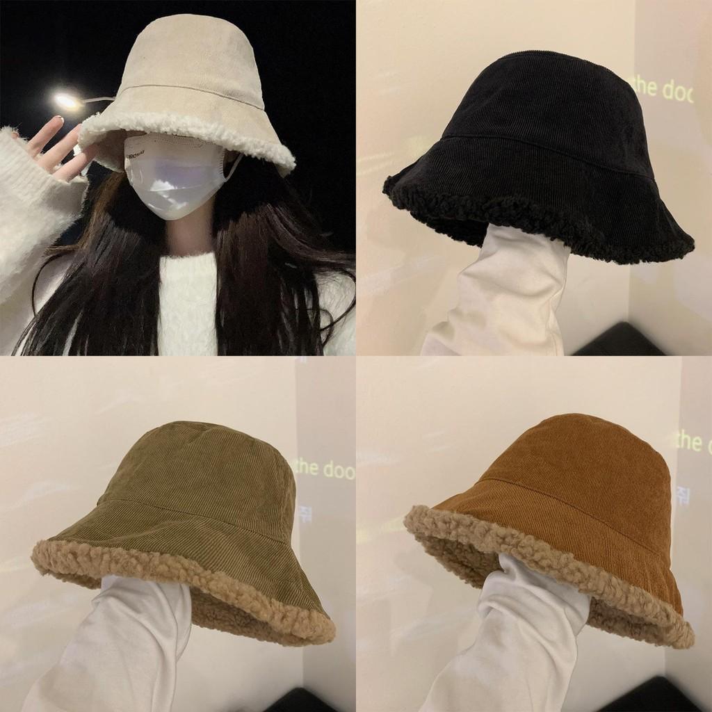 Warm Chic Lamb Wool Bucket Hat For Winter Women Stylish Cozy Fuzzy Cute Hat Fisherman