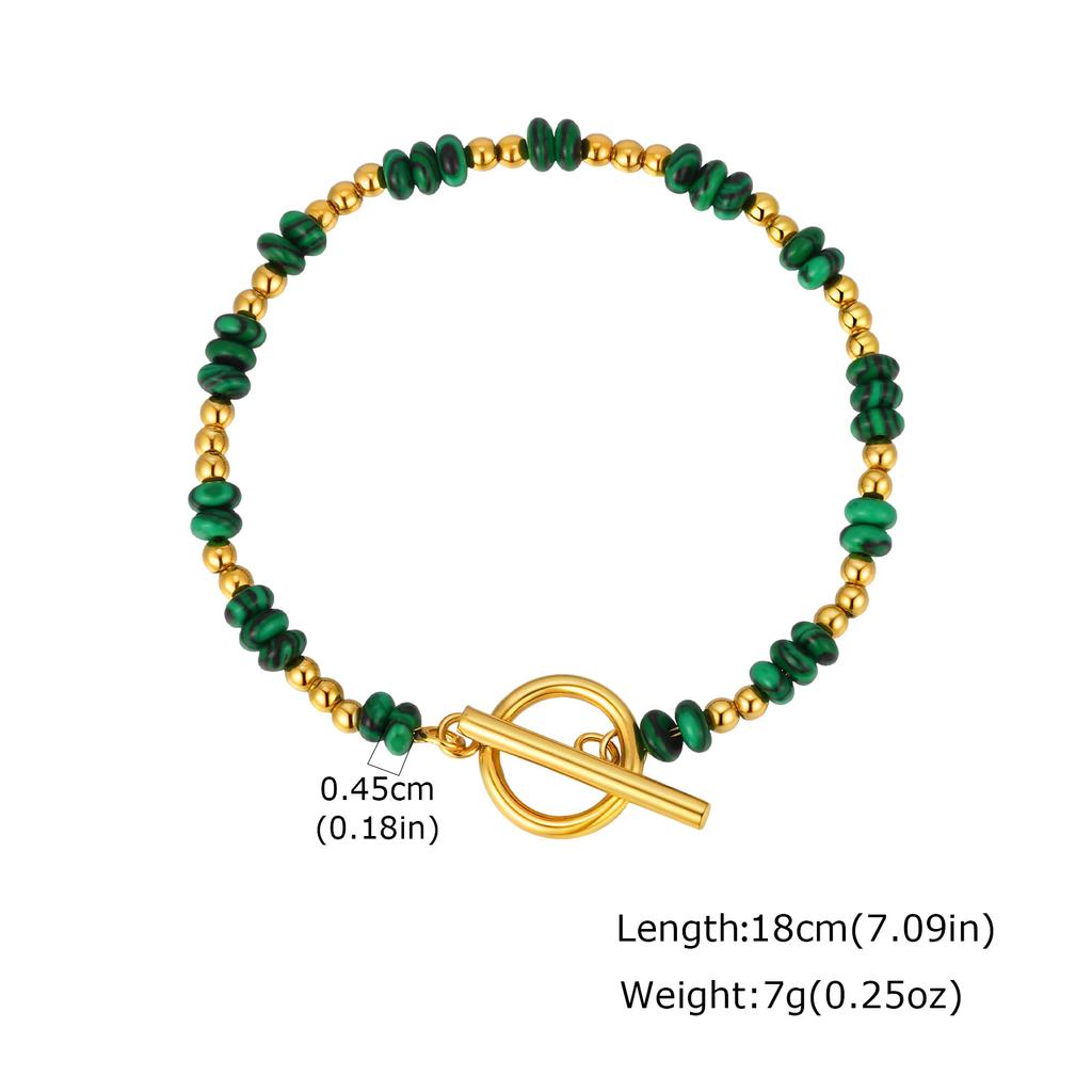 Dainty Boho Colorful Crystal Beads Bracelet for Women, Stainless Steel OT Buckle Natural Stone Bracelet, Exotic Handmade Jewelry
