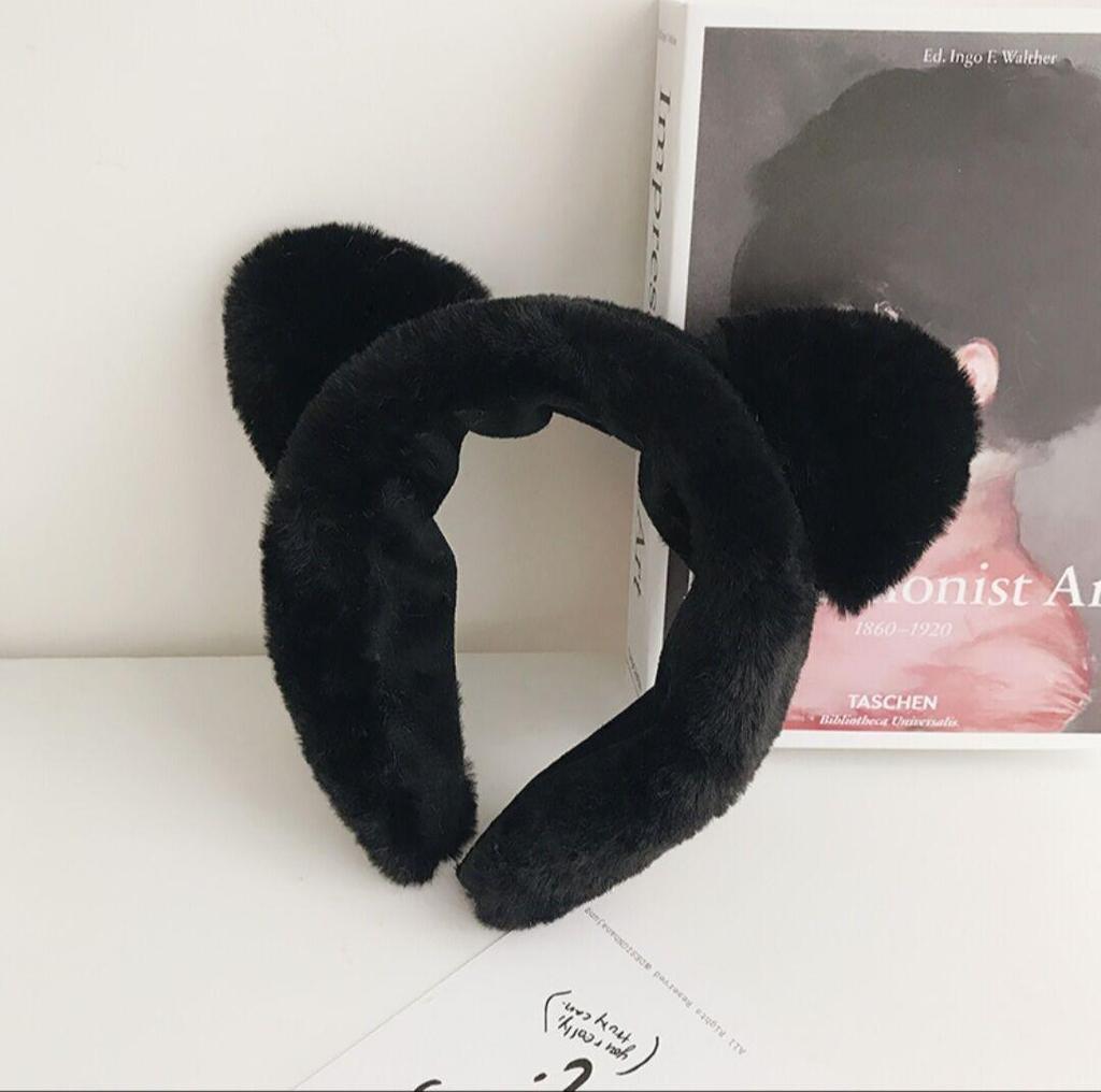 Leopard Print Women's Cute Cat Ear Plush Wide Headband Hair Tie
