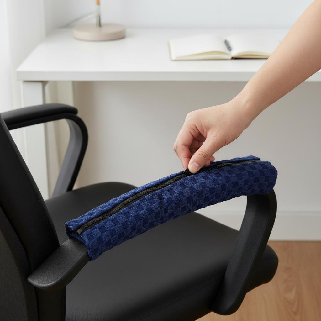 2 Pezzi Copribracciolo Sedia Chiusura a Velcro Elastico Jacquard Protezione Bracciolo Sedia da Ufficio Cuscino di Supporto Copertura Antipolvere
