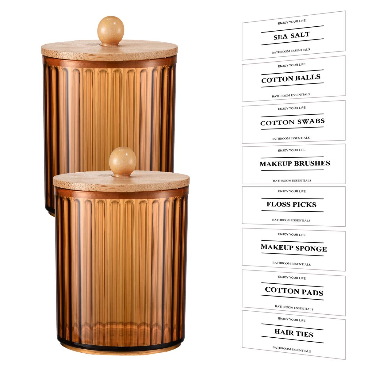 

2/3 шт. янтарных банок для ванной с подносом, туалетным столиком, офисным использованием, баночкой для хранения ватных шариков, зажимов, губок, зубочисток, аптекарскими баночками