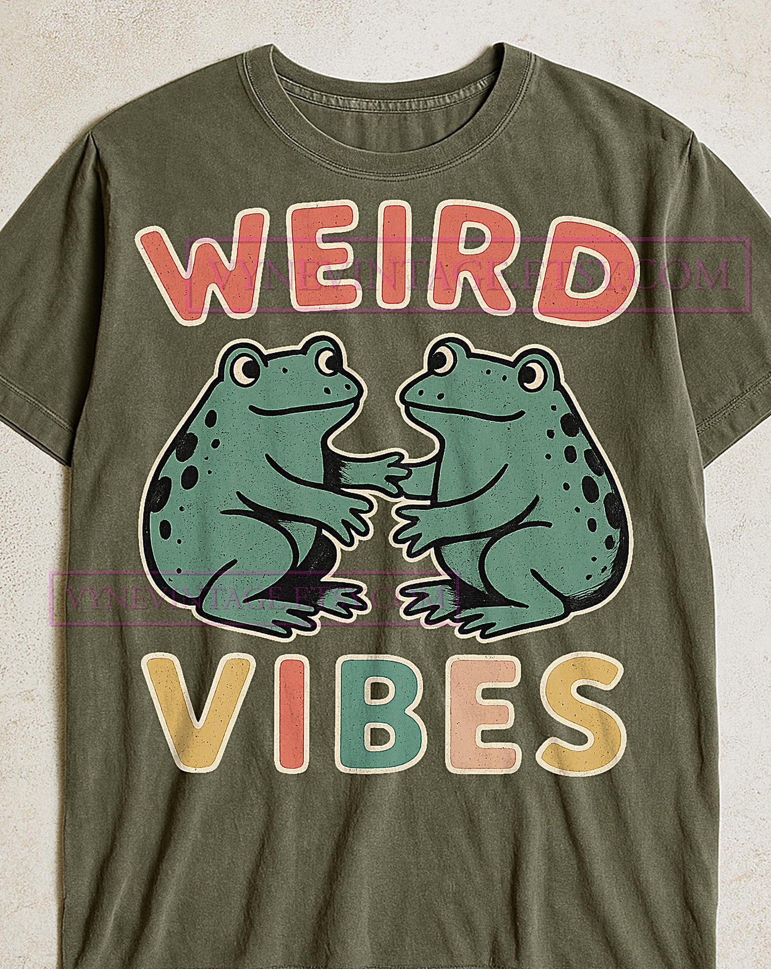 Weird Vibes Frogs Retro Cartoon T-Shirt, Weird Frogs Vintage Amphibian Shirt, Hand Drawn Toads Retro Graphic, Frog Lover Gift 2XL