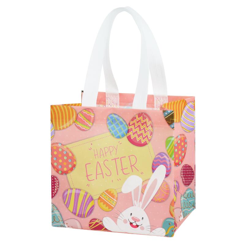 Easter Gift Bags Cute Rabbit Printed Candy Snack Tote Bag Non-Woven Egg Basket Non Woven Happy Easter Party Decoration Supplies