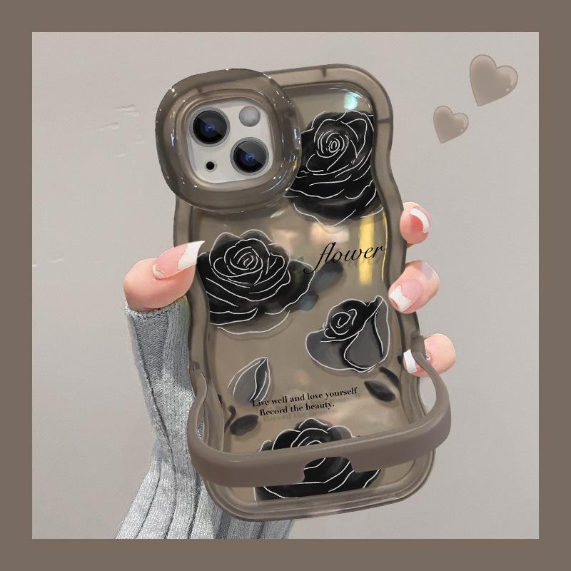 

Applicable To 15 IPhone 14 Ink Rose 13 Wavy Edge Invisible Double Bracket 12 Transparent 11 iPhone XS Max