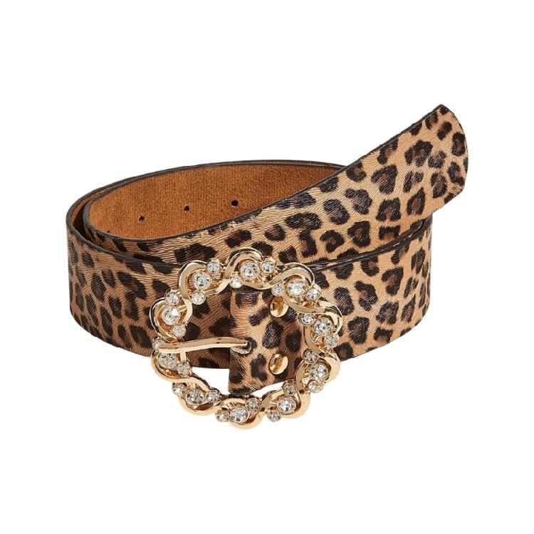 Retro Leopard Print Waist Belt for Lady Girls Fashion PU Leather Waist Band Vintage Waist Ornament Decorative Girdle