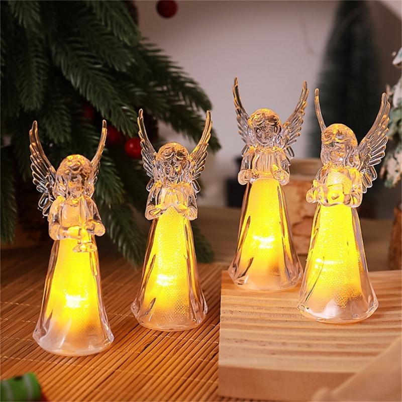 4Pcs Clear Angel LED Night Lamp Cartoon Bedsides Ornaments Creating Warm Ambients Lighting