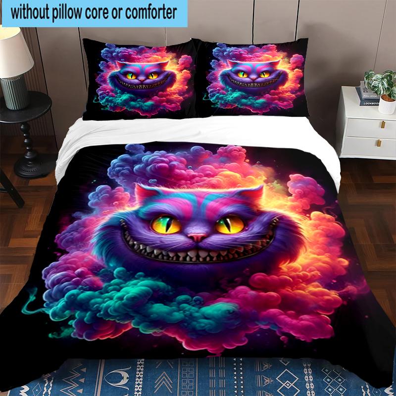 3PCS WonderlCat Fantasy Bedding Set,Including 1pc Duvet Cover And 2pcs Pillowcases Perfect for Bedroom, Dormitory, Fan Christmas Gift
