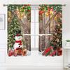 2 Pieces, Christmas Tree Wooden Door Snowman Curtains -30% Blackout - Suitable for Living Room, Bedroom, Kitchen, Home Decoratio