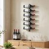 Wall Mounted Wine Rack, 6 Tier Metal Wine Display Rack, Storage Holder for Kitchen, Black