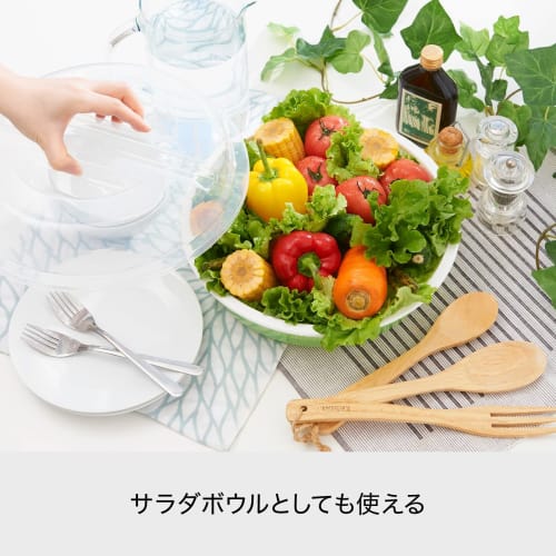 Like-it Siebschüssel mit Deckel, Tischabtropfer, ca.. 30,7 cm Durchmesser x 12,3 cm hoch, Grün, Hergestellt in Japan, STK-22