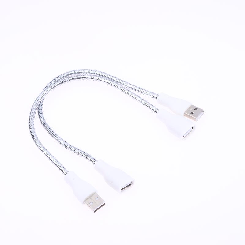 Przedłużacz USB z lampką LED i wentylatorem Zasilacz Adapter Kabel męski na żeński Elastyczny przewód w metalowym oplocie Do lampki biurkowej Lampki nocnej
