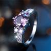 Cute Female Purple Zircon Round Stone Ring Silver Color Engagement Charm Wedding Jewelry For Women
