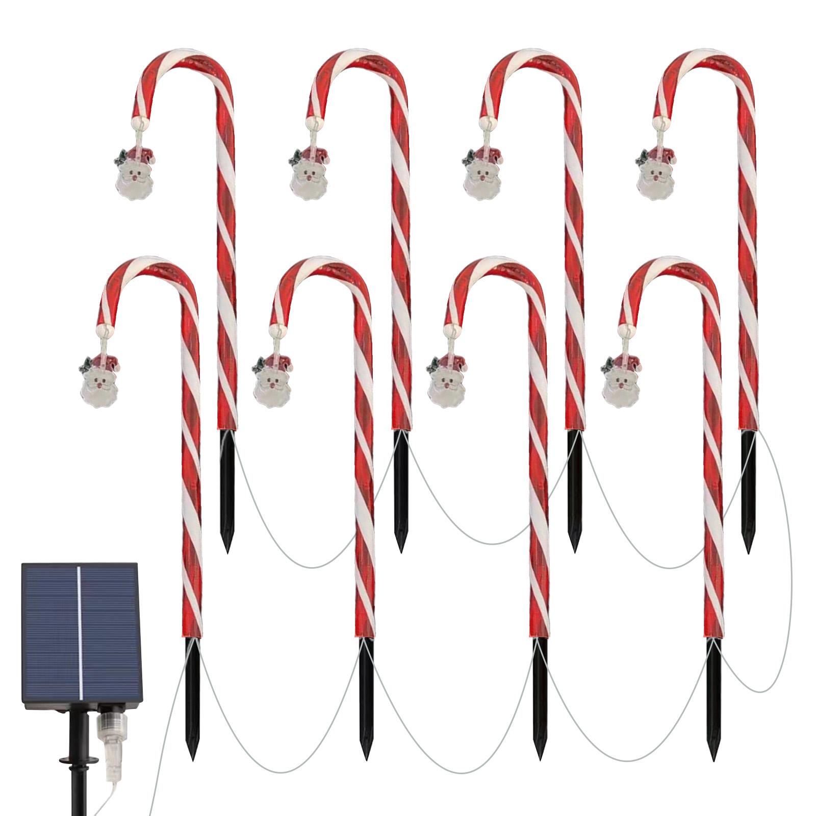 

Solar-Powered LED Candy Cane Lights - Indoor And Outdoor Holiday Decor For Gardens, Paths, And Christmas Decorations One Size