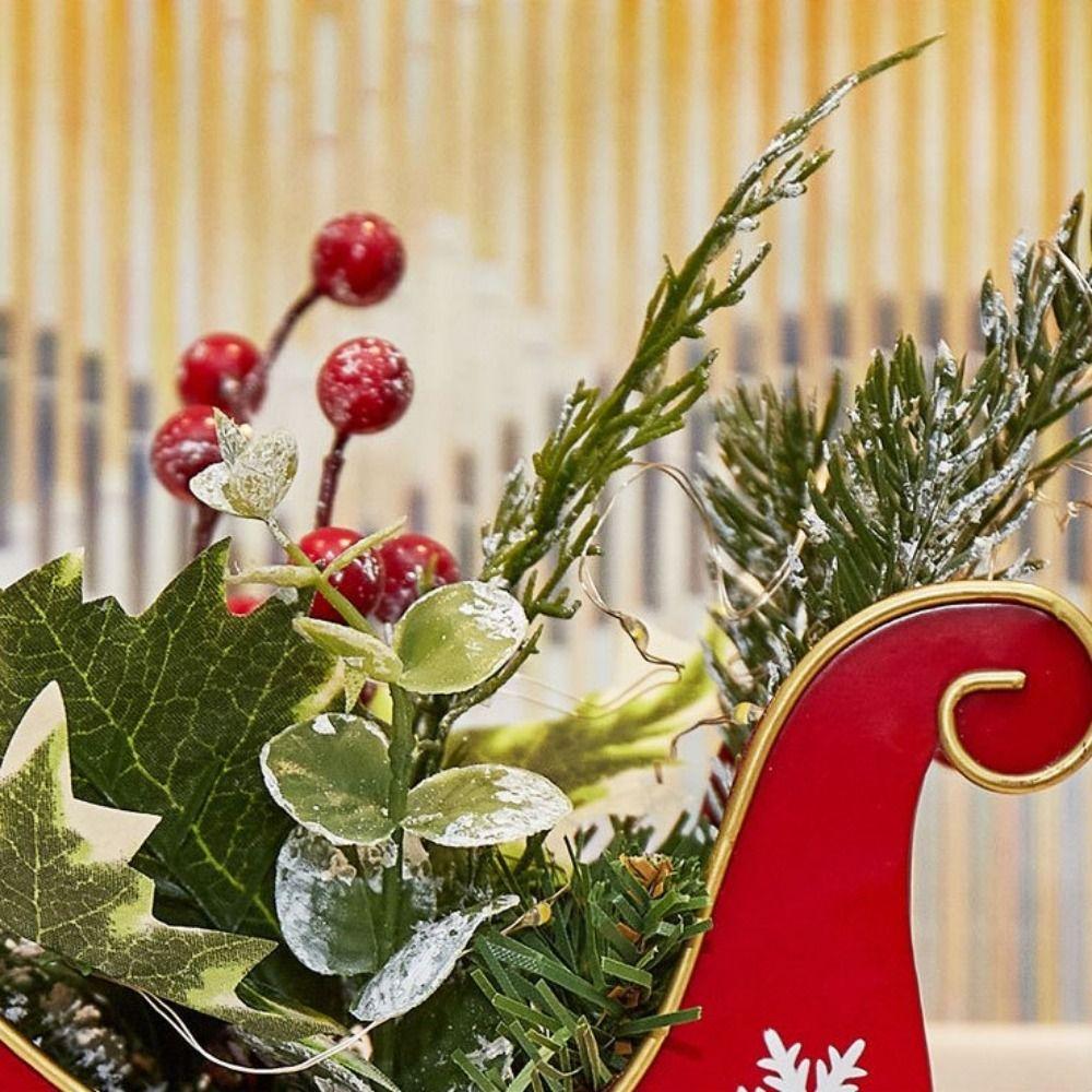 Durable Christmas Sleigh Ornament Reusable Santa Claus Sled Figurine Sleigh Car Ornament  Wedding