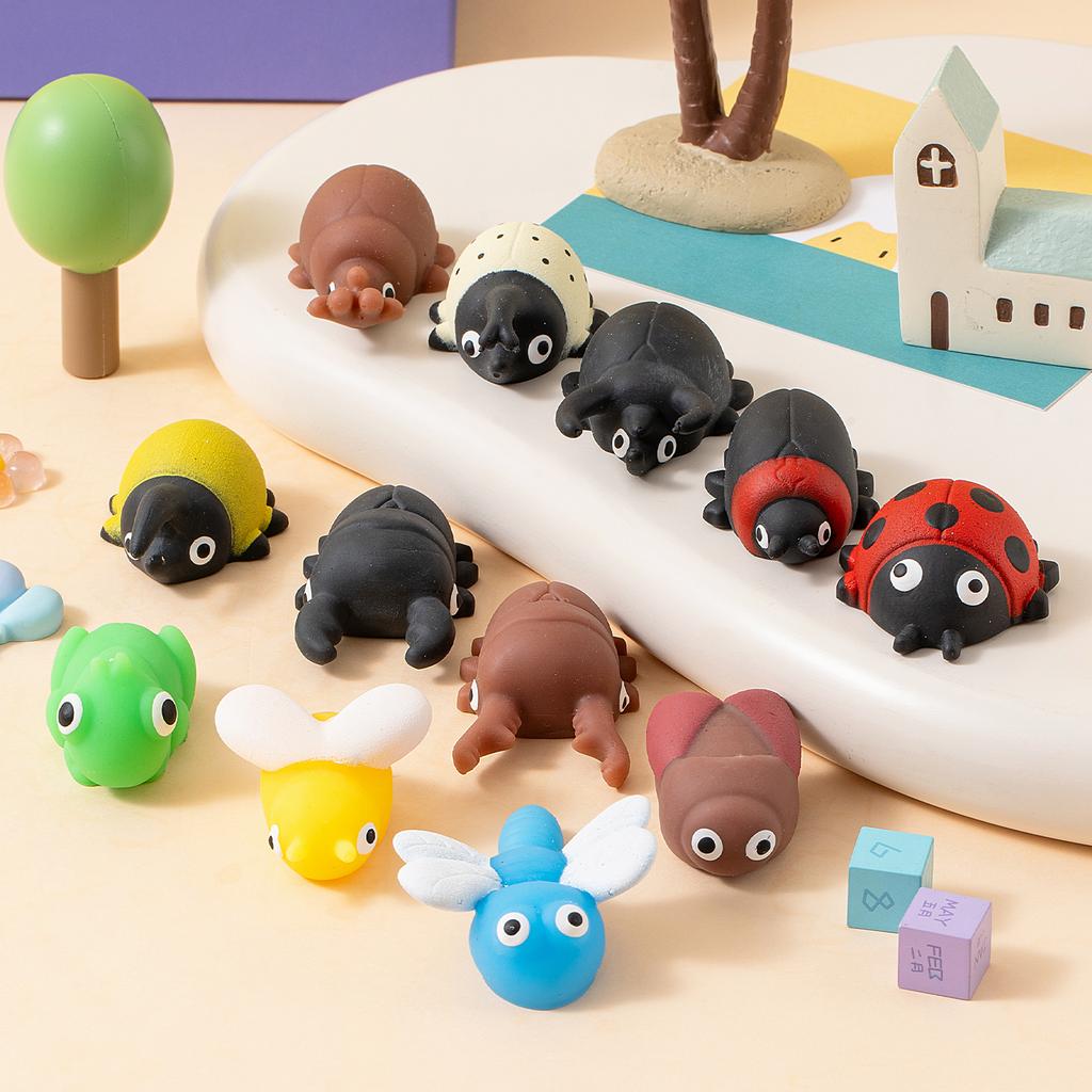 Mochi Squishy Fun Education Insect Squeeze Taba Squish Cartoon Animal Squeeze Stress Toys Party Decoration Birthday Gift For Kid