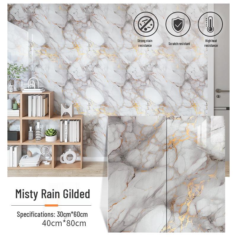 Waterproof Gold-Plated Imitation Tile Wall Sticker for Bathroom and Kitchen Renovation