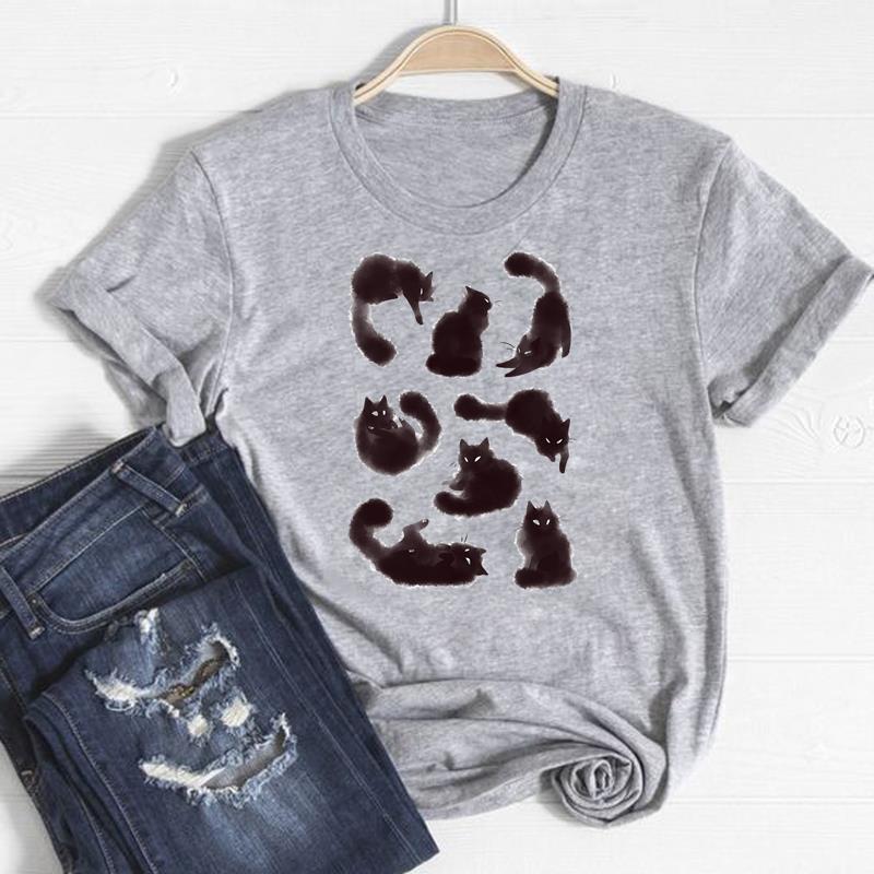 

Футболка с домашним животным и котом, модная футболка, одежда 90-х годов, милый милый стиль, повседневная женская футболка с коротким рукавом и принтом, женская женская футболка с графикой XXXL