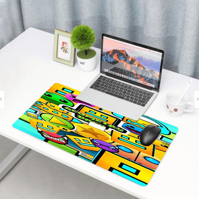 Geometry Dash Print Mouse Pad, Anti‑Slip Desktop Keyboard Mat, for PC Laptop Gaming Working Daily Use, Cool Festival Surprise Gift