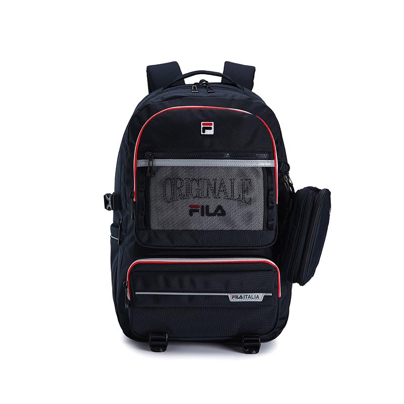 FILA Original Simple Youth Campus Daily Versatile Multi-Pocket Design Fabric Backpack Men backpack Legendary-Blue F13M619103FNV Legend Blue