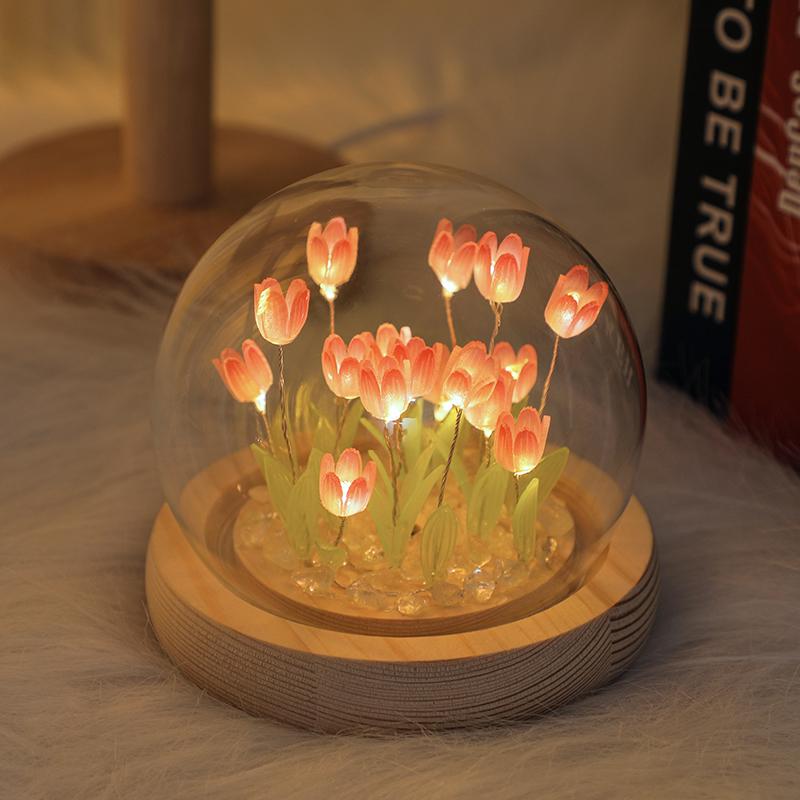DIY Tulip LED Night Light Kit - Handmade Bedroom Ornament for Qixi Festival or Birthday Gift