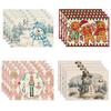 2024 Christmas Linen Table Mats - Washable, Stain-Resistant, Heat-Resistant with Snowflake & Santa Designs