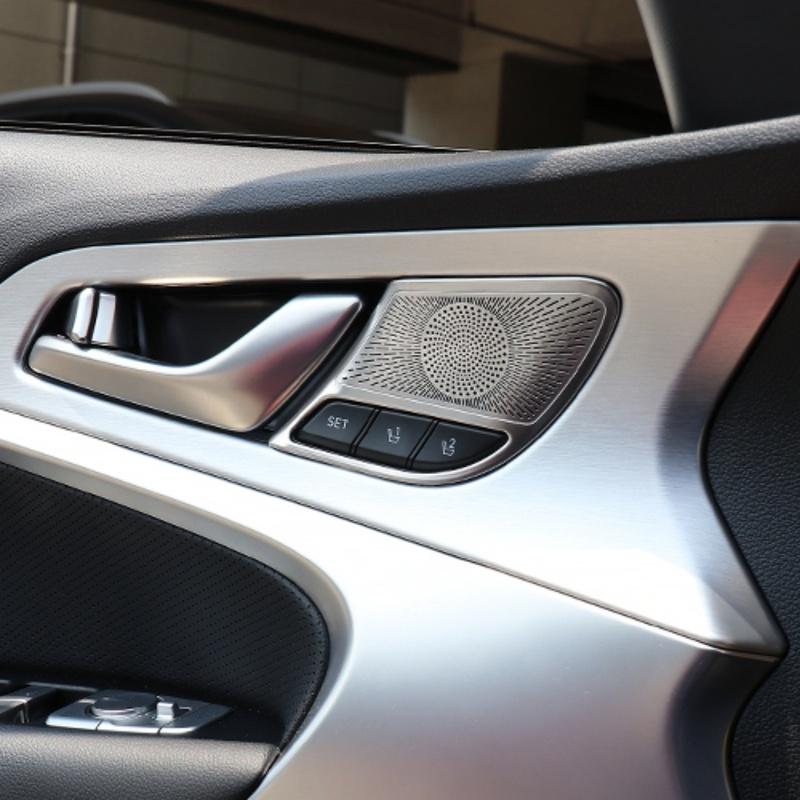 4PCS Car Stainless Steel Interior Door Tweeter Speaker Protective Covers for Genesis G70 -2026 Left-Hand Drive Accessories